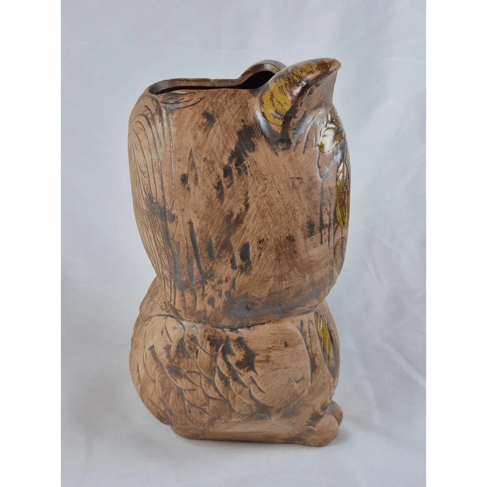 Vintage USA Owl Utensil Holder Cross Eyed Baby Owl Ceramic Kitchen Crock 2051